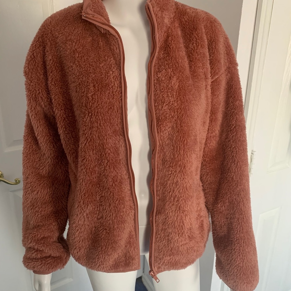 Pink Fuzzy Zip Up - Picture 2 of 5